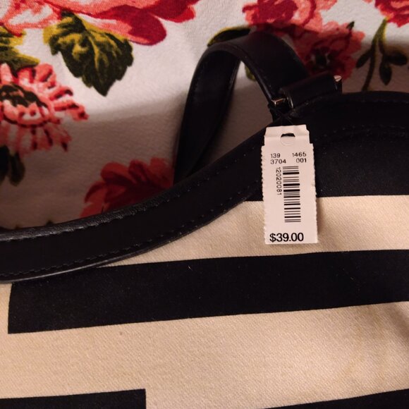 The Limited Large Geometric Black & Cream Tote Purse Handbag - Picture 5 of 9